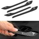 4PCS Door Handle Cover Compatible with Tesla Model 3 (2019-2025) Highland Model Y (2020-2026) Juniper Real Carbon Fiber 3D Sticker Wrap Covers Exterior Trim Door Sill Protector Accessories (Black)