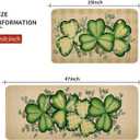 St Patricks Day Kitchen Decor Mats Set of 2, Non-Slip Absorbent Rug and Door Mats, Lucky Green Shamrock Clover Kitchen Floor Mat 17x29 and 17x47 Inch DM128