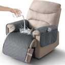 Timeles Velvet Recliner Chair Cover, 100% Waterproof Recliner Covers That Stay in Place with Pocket for Pets & Dogs (Oversized-Seat Only30",Gray) (Grey)