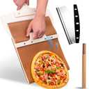 Sliding Pizza Peel, Pizza Slider Paddle with Pizza Cutter Rocker, Non-Stick Pizza Peel Slider with Handle Detachable Transfers Pizza Pie, 12 Wood Sliding Pizza Peel with Replacement Cloth