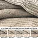 WDCOZY 100% Cotton King Size Quilt Set - Beige Neutral Striped Pick Stitch Soft Lightweight Bedspread, Textured Like Linen, Farmhouse Country Rustic Coverlet, Shabby Chic Gauze Bedding, 3 Pieces