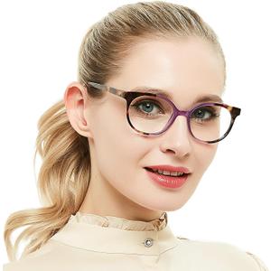 OCCI CHIARI Petite Reading Glasses for Small Face Women Fashion Round Readers 1+(1.0 1.25 1.5 1.75 2.0 2.25 2.5 2.75 3.0 3.5 4.0 5.0 6.0) (A- Purple Demi)
