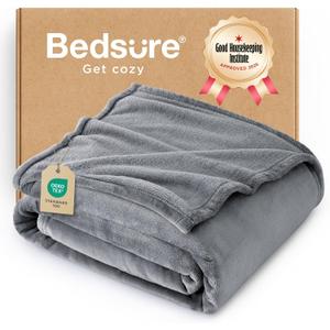 Bedsure Fleece Throw Blanket for Couch Grey - Lightweight Plush Fuzzy Cozy Soft Blankets and Throws for Sofa, 50x60 inches