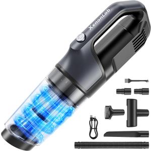 Handheld Vacuum Cordless 1.1 Pounds Car Vac 10000PA Hand Held Vacuums 4-in-1 Hand Vac Cordless Rechargeable HEPA Filter Large Capacity Dust Cup for Car Office Home Pets Hair (Gray)
