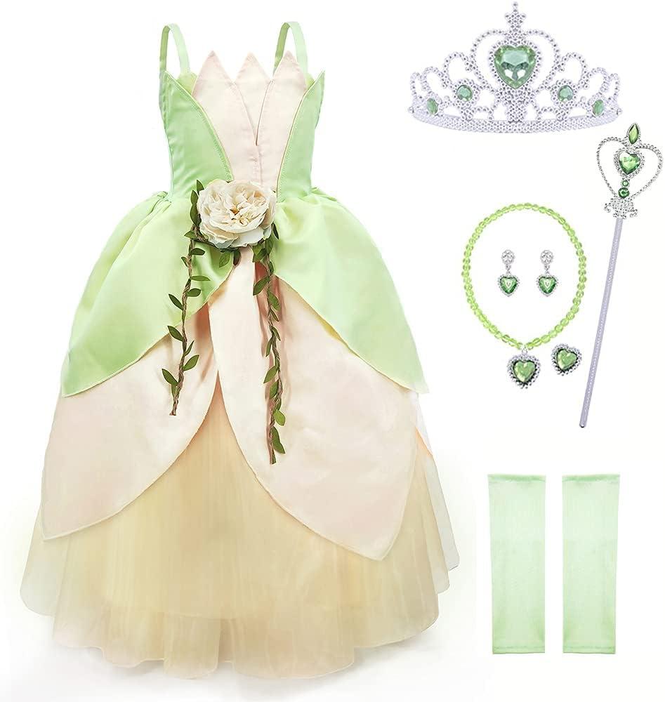 TYHTYM Princess Costumes Little Girls Dress Up Cosplay Fancy Halloween Christmas Party 2-13T (Tiana)