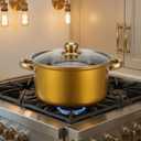 CALLARON Stainless Steel Cookware Set, 6 Piece Pots and Pans Set, Nonstick Cooking Utensils, Stockpots & Saucepans with Lids, Includes Saucepan & Stockpot for Everyday Home Use, Gold, 44.50X24.00X5.50CM
