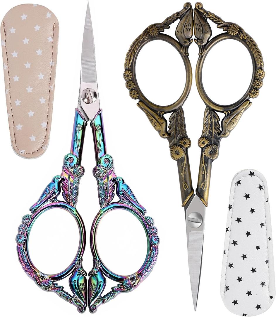 Crochet Scissors Professional Grade Shears for sewing,Craft, Artwork, Crochet,trimming,Needlework,Yarn, Handicraft DIY Tool,Thread,Beauty Hair,4.5in (Rainbow & Bronze)