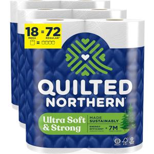 Quilted Northern Ultra Soft & Strong Toilet Paper, 24 Mega Rolls, 5X Stronger*, Premium Soft Toilet Tissue with Recyclable Paper Packaging