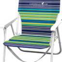 Caribbean Joe Folding Beach Chair, 1 Position Lightweight and Portable Foldable Outdoor Camping Chair with Carry Strap, Blue and Lime Stripe, 22" x 16.5" x 25.2"