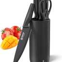 Knife Set, Brewin Kitchen Knife Set, Knives Set for Kitchen, Universal Knife Block, Utility Knife Block Set, New Home Essentials, Apartment Essentials, Dishwasher Safe (Charcoal)