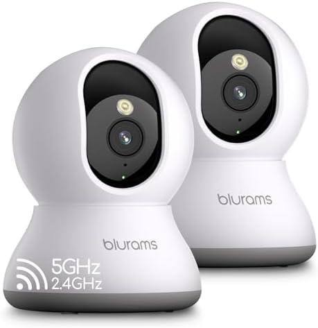 blurams Cameras for Home Security, 2K Pet Camera with Phone App, 360° PTZ Indoor Cameras, 2-Way Talk, Motion Tracking, Color/IR Night Vision, Cloud&SD, Works with Alexa (2Pack, 5GHz/2.4GHz Dual-Band)