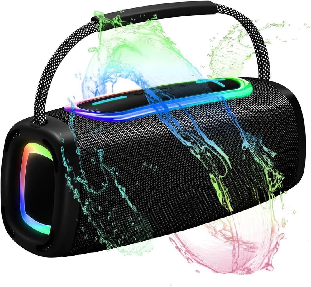 Bluetooth Speaker 6000mAh, 36H Playtime BT5.4 Portable Wireless Speaker with 24W Loud Stereo Sound, IP6 Waterproof, Portable Speaker with RGB Multi-Color Rhythm Lights for Outdoor/Home/Party as Gift