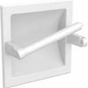 White Recessed Toilet Paper Holder for Regular Rolls, in Wall White Pivoting Toilet Paper Holder Wall Mount Made of Metal, Bathroom Toilet Paper Wall Holder