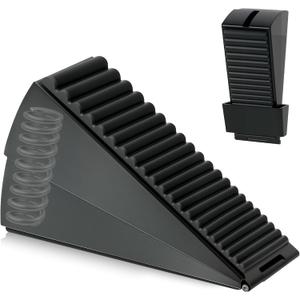 Heavy Duty Large Door Stoppers, Adjustable Spring Loaded Tall Doorstop Jammer Rubber Door Stopper Wedge with Storage Holder for Any Heavy Doors up to 3" Gap, Black