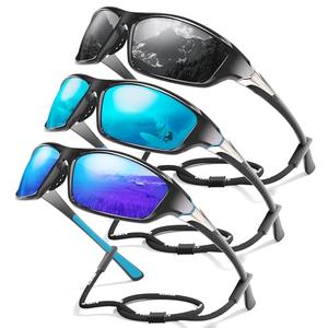 Foliful 2 Pack Polarized Sports Sunglasses for Men, Mens Sunglasses Wrap Around UV400 Protection for Cycling Fishing Driving