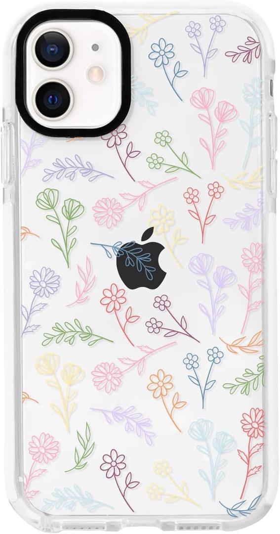 NITITOP Compatible for iPhone 12/12 Pro Case Cute Flower Floral Clear for Women Girl Ultra Slim Crystal Shockproof Soft TPU Anti-Yellow Protective Phone Cover - Colorful