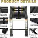 RIKADE 20.3 ft Extension Ladder, Aluminum Telescoping Ladder with Non-Slip Feet, Portable Telescopic Ladder for Household and Outdoor, 330 lb Capacity, Black