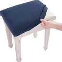 BUYUE Luxury Vanity Bench Stool Cover, (15"- 20") L x (11.8"- 15.7") W Rectangle Small Bench Stretch Jacquard Washable Slipcover (XS, Navy Blue)