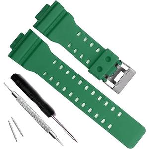 My Time OliBoPo Natural Resin Replacement Watch Band Strap for Casio Mens G-Shock GD120/GA-100/GA-110/GA-100C (Green)