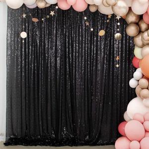 ShinyBeauty Black Sequin Backdrop 10FTx10FT Photo Backdrops for Wedding Sparkle Backdrop for Photograph Glitter Curtains for Baby Shower Party Shimmer Fabric Background