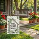 5 x CROWNED BEAUTY Spring Home Sweet Home Garden Flag Eucalyptus Welcome 12x18 Inch Double Sided Small Floral Seasonal Holiday Decoration for Outdoor Lawn Yard