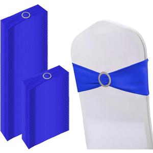 150 Pack Spandex Stretch Chair Sashes Bows, Elastic Stretch Chair Cover Bands Ties with Buckle Slider for Wedding Party Ceremony Reception Event Banquet Decoration (Blue)