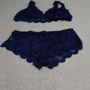 Avidlove Plus Size Lingerie Set for Women Sexy Lace Halter Bralette High Waist Panty Set (Navy Blue)