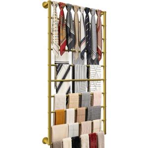 Wall Mounted Scarf Rack, Gold Silk Scarves Hijab Hanger Organizer Metal Racks Wrapping Tissue Paper Ribbon Holder Towels Storage Display for Flower Shop Retail Store (Gold, 10T-23.647.2IN)