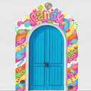 3 Pcs Lollipop Candyland Party Decorations for Door Large Porch Sign Door Arch Banner Set Colorful Candy Land Themed Birthday Baby Shower Sweet Shop Party Supplies