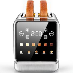 2 Slice Toaster Touch Screen 1.5" Wide Slot, Stainless Steel Digital Toaster with Single Slot Toasting, Memory Function, 5 Bread Types & 6 Shade Settings, 900W