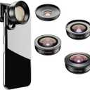 APEXEL Phone Camera Lens 5 in 1 Phone Lens Kit - 10X Macro Lens, 2X Telephoto Lens,110Wide Angle, 170Super Wide Angle, 195 Fisheye, HD Photography for iPhone, Android & More