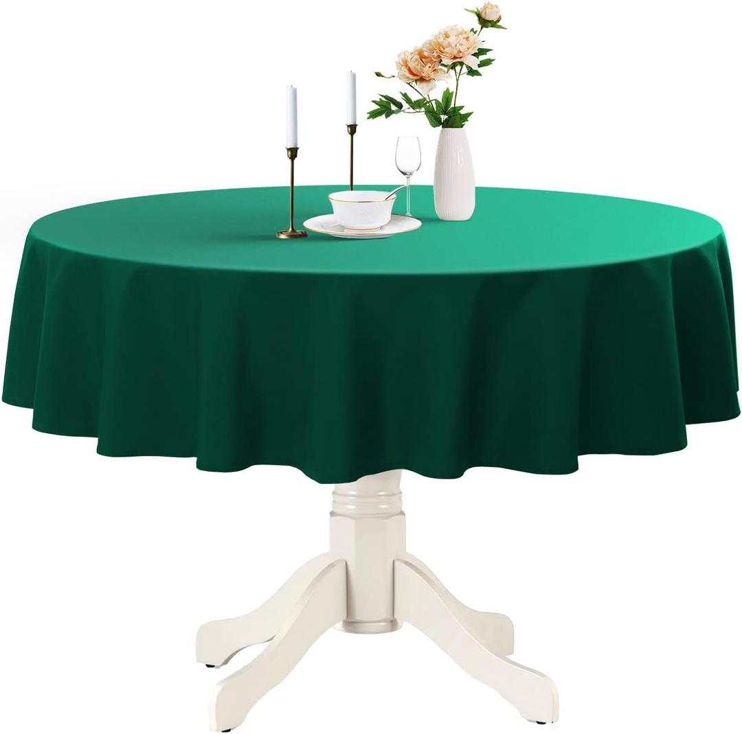 Romanstile Round Waterproof Tablecloth, Stain Resistant Washable Table Cloths Wrinkle Free Polyester Table Covers for Kitchen Dining Party Wedding Indoor and Outdoor - Green, 90 Inch