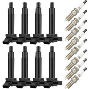 OCPTY Ignition Coil Coils Pack iridium Spark Plugs fits UF493 UF-230 IC573 for Toyota for Lexus for Land Cruiser Sequoia LX470 4.7L V8 set of 8
