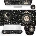Sun Moon Mouse Pad Set Desk Mat Pad, XXL Large Gaming Mouse Pad with Wrist Rest, Ergonomic Mouse Pad, Keyboard Wrist Rest, Coaster, Home Office Desk Accessories Decor Supplies, Boho Abstract