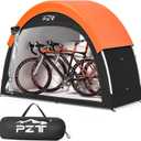 Upgraded Bike Tent with Rain Cover, Portable Outdoor Storage Shed for 2 Bikes, 210D Oxford Fabric PU4000 Waterproof, Bike Shed/Bike Cover for Motorcycles, Garden Tools, Lawn Mower (79*32*65in, Orange)