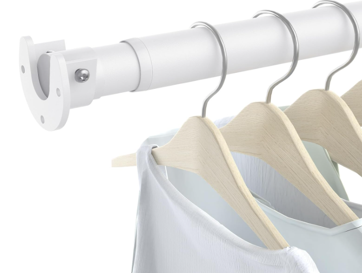 Closet Rods for Hanging Clothes, 17 to 84 Inch Heavy Duty Stepless Adjustable Closet Hanging Rod, 1.3 Inch Diameter Metal Closet Rod for Wardrobes Laundry Bedroom RV, White