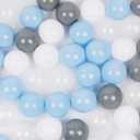 Pack of 100 Plastic Balls, 2.2 inches/5.5 cm, BPA Free Pit Balls Crush Proof Ocean Balls Phthalate Free for Boys Girls Toddlers Indoor Outdoor (Blue,Grey,White)