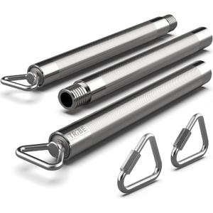 Tribe Lifting Resistance Band Bar - Heavy Duty Steel Bar for Resistance Bands - Resistance Bands Bar 3-Section Adjustable 39 to 27 Inch - Ball Bearing Swivel - Portable Home Gym Workout