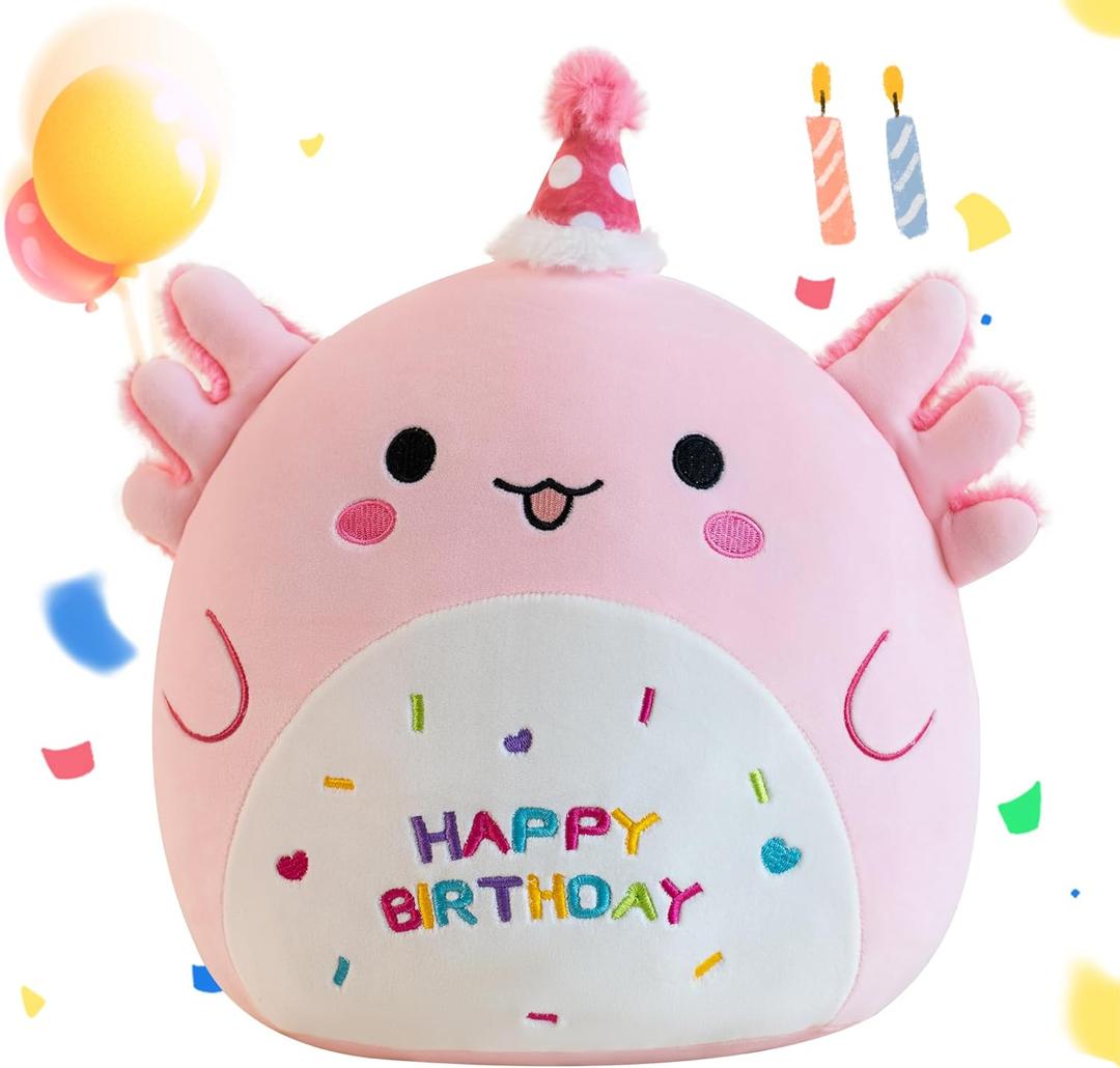 Gudisi Axolotl Plush Adorable Axolotl Stuffed Animals Soft Birthday Gift Axolotl Plushies Pillow for Kids Boys Girls Pink 8 inch