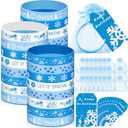 Liliful 24 Set Winter Snowflake Party Favors, Blue Christmas Snowflake Silicone Wristbands with Cards and Organza Bags for Blue Xmas Goody Bag Filler Party Favors Christmas Classroom Gifts