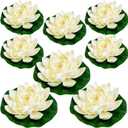 8Pcs Artificial Lotus Flower Decor, 7inch & 4inch Floating Foam Lotus Flowers, Outdoor Pond Plants, Water Lily Pads Decoration