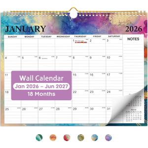 Calendar 2026-2027, 18-Month Wall Calendar from Jan 2026 to Jun 2027, 11.5" x 14.7", Spiral Binding Hanging Monthly Calendar with Twin-Wire Binding, Perfect for Home or Office - Gilded Elegance