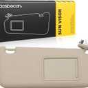 Dasbecan Front Right Passenger Side Sun Visor with Vanity Light Compatible with Toyota RAV4 2006-2013 Replace 74320-42501-A (Beige)