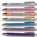 7pcs funny pens for adults,Pens for Adults Describing Mentality,Office Pens with Sayings for Each Day of The Week,Weekday Glitter Pen,Gift for Colleagues, Multi colored