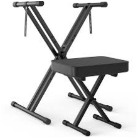 GLEAM Keyboard Stand and Bench Set, Double X Style Digital Piano Stand Height from 19" to 38", Heavy Density Foam Padded Stool from 14" to 18" Black