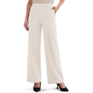 ESOFT Womens Dress Pants 27"/29"/31 Business Work Pants Wide Leg Pull On High Waisted Casual Stretchy Trousers Pockets (XX-Large, Ivory)