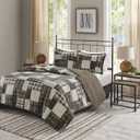 Madison Park Reversible Quilt Cabin Lifestyle Plaid Design - All Season, Breathable Coverlet Bedspread Bedding Set, Matching Shams, Timber Black/Brown King/Cal King(104"x94") 3 Piece