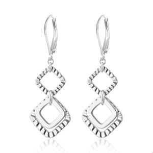 925 Sterling Silver 14K Gold Plated Dangle Earrings for Women, ALEXCRAFT Dangling Drop Geometric Handmade Hammered Square Earring Trendy Leverback Dangly Handcrafted Minimalist Earings Hypoallergenic