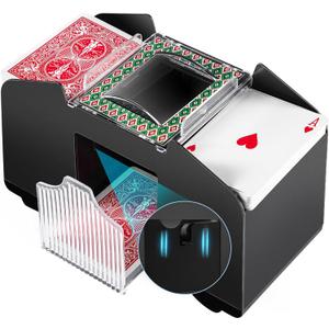 1-4 Deck Automatic Card Shuffler, Poker Shuffler Machine with Rubber Silencer, Lower Noise, Casino Card Electric Shuffler, Playing Card Shuffler for UNO, Phase 10, Skyjo, Skip Bo Home Card Game