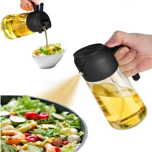 3 x Oil Sprayer for Cooking,2 in 1 Olive Oil Dispenser and Oil Sprayer 470ml Olive Oil Spritzer for Air Fryer, Salad,BBQ,Roasting-Black